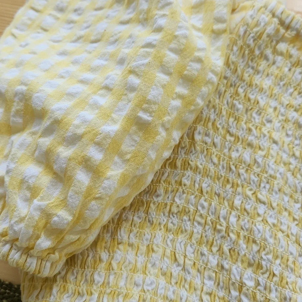 And Now This Dress Milkmaid Cotton Lace-up-Back Puffed Sleeves Tiered Gingham 1X - Picture 10 of 15